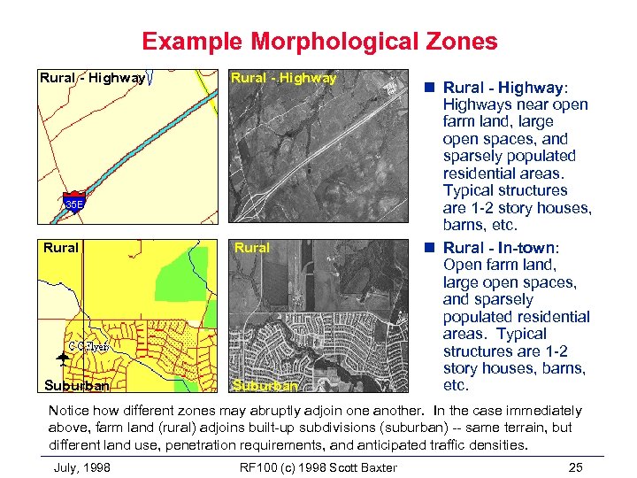 Example Morphological Zones Rural - Highway Rural Suburban n Rural - Highway: Highways near