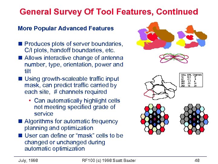 General Survey Of Tool Features, Continued More Popular Advanced Features n Produces plots of