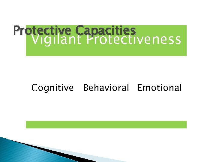 Protective Capacities Vigilant Protectiveness Cognitive Behavioral Emotional 