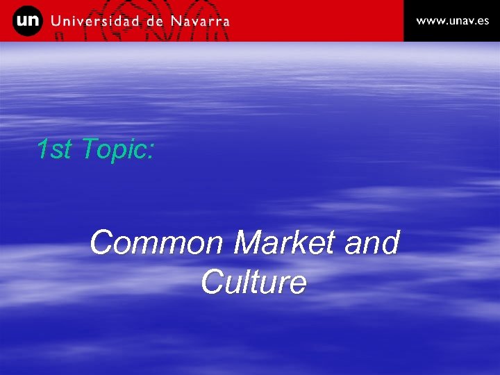 1 st Topic: Common Market and Culture 