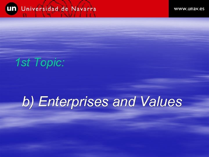 1 st Topic: b) Enterprises and Values 