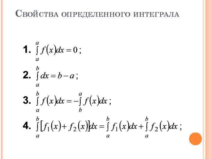 СВОЙСТВА ОПРЕДЕЛЕННОГО ИНТЕГРАЛА 