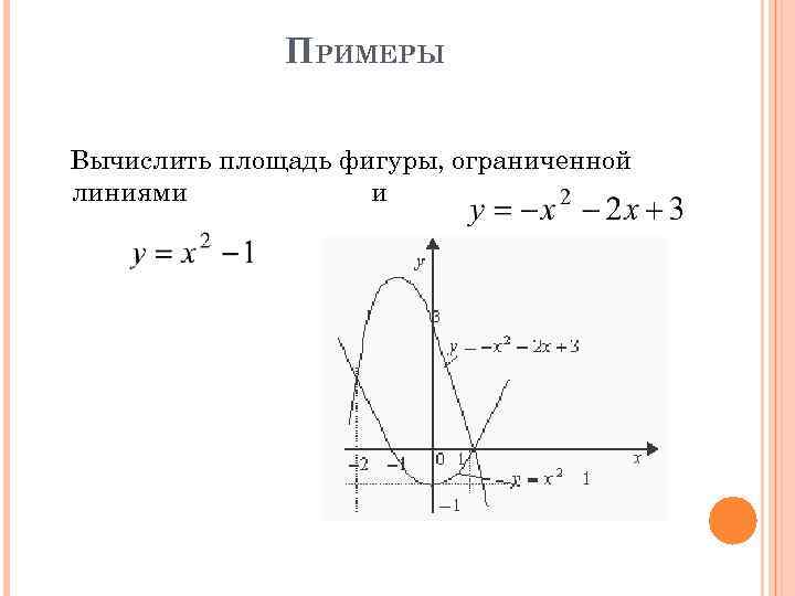 ПРИМЕРЫ Вычислить площадь фигуры, ограниченной линиями и 