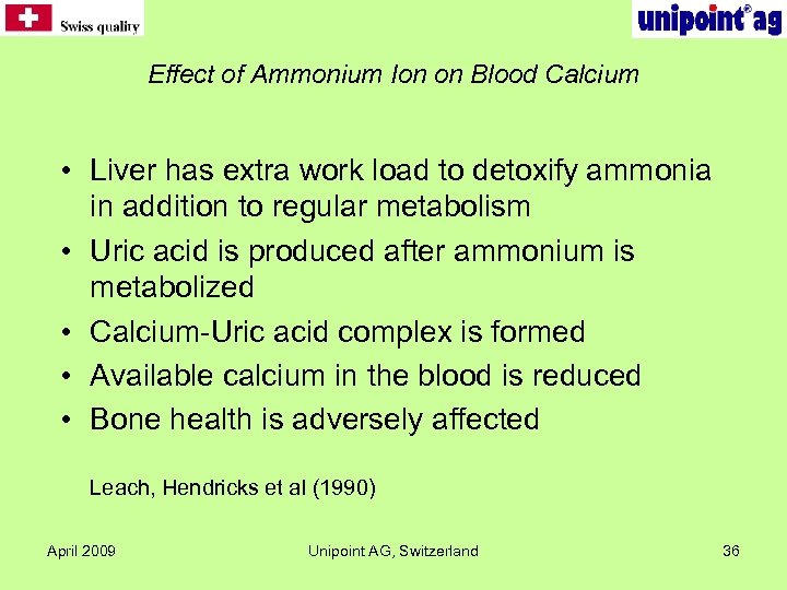 Effect of Ammonium Ion on Blood Calcium • Liver has extra work load to