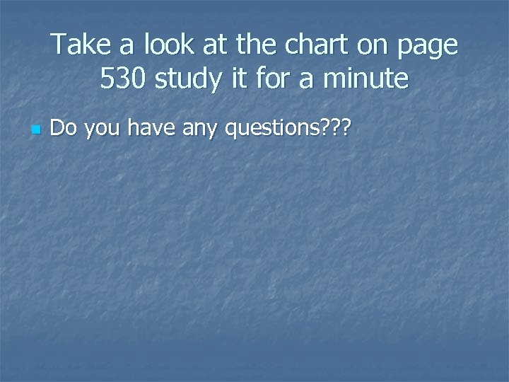 Take a look at the chart on page 530 study it for a minute