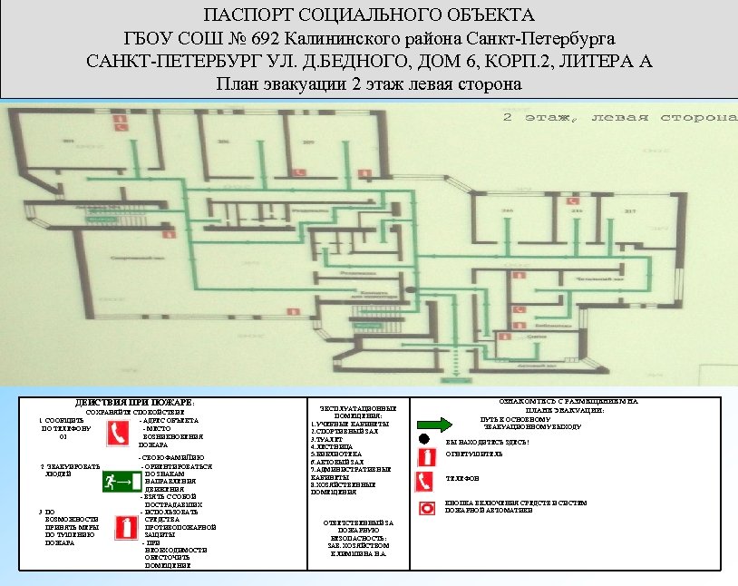 ПАСПОРТ СОЦИАЛЬНОГО ОБЪЕКТА ГБОУ СОШ № 692 Калининского района Санкт-Петербурга САНКТ-ПЕТЕРБУРГ УЛ. Д. БЕДНОГО,