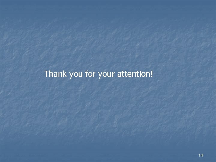 Thank you for your attention! 14 