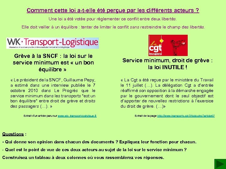 Comment cette loi a-t-elle été perçue par les différents acteurs ? Une loi a