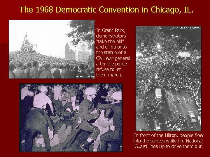 The 1968 Democratic Convention in Chicago, IL. In Grant Park, demonstrators 
