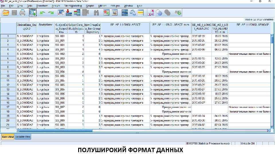 ПОЛУШИРОКИЙ ФОРМАТ ДАННЫХ 