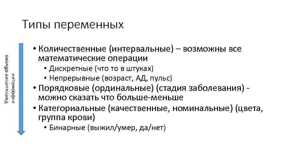 Дискретная количественная. Типы переменных в статистике. Количественная переменная пример.