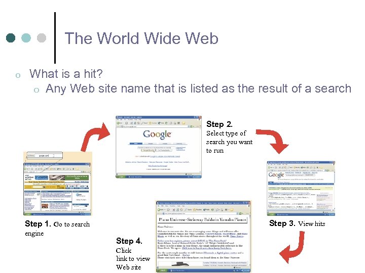 The World Wide Web o What is a hit? o Any Web site name