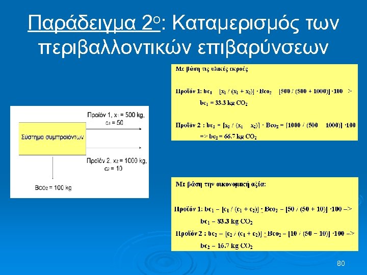 Παράδειγμα 2ο: Καταμερισμός των περιβαλλοντικών επιβαρύνσεων 80 