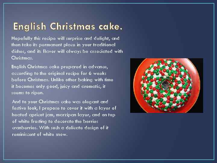 English Christmas cake. Hopefully this recipe will surprise and delight, and then take its