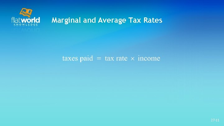 Marginal and Average Tax Rates 27 -11 