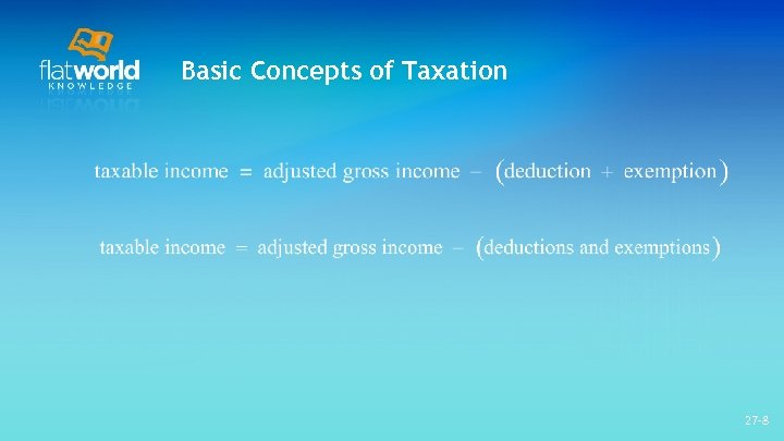 Basic Concepts of Taxation 27 -8 