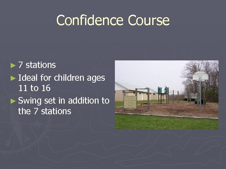 Confidence Course ► 7 stations ► Ideal for children ages 11 to 16 ►