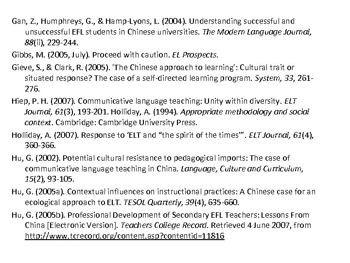 Gan, Z. , Humphreys, G. , & Hamp-Lyons, L. (2004). Understanding successful and unsuccessful