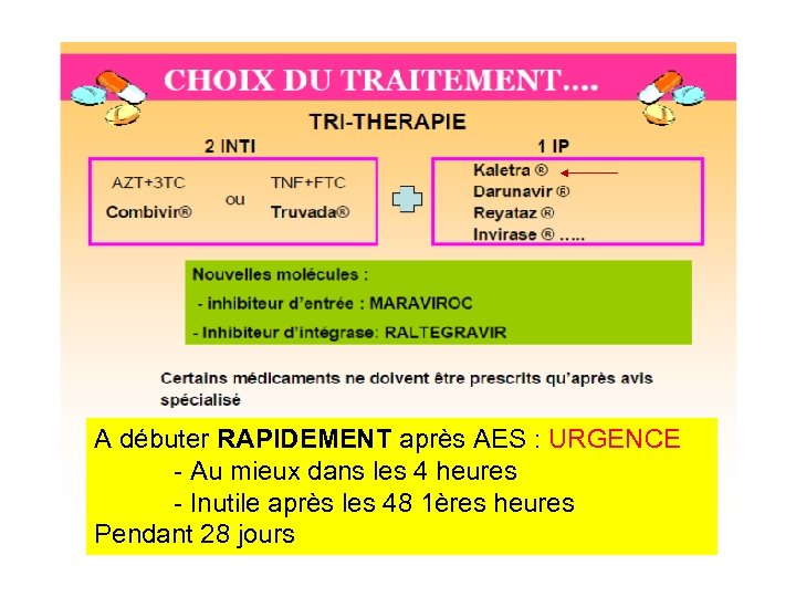 A débuter RAPIDEMENT après AES : URGENCE - Au mieux dans les 4 heures