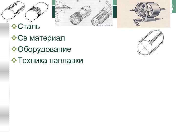 LOGO v. Сталь v. Св материал v. Оборудование v. Техника наплавки 