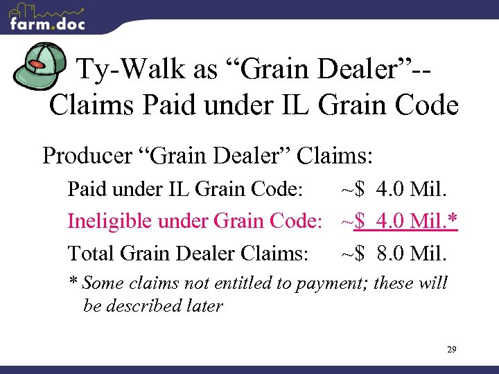 Ty-Walk as “Grain Dealer”-Claims Paid under IL Grain Code Producer “Grain Dealer” Claims: Paid