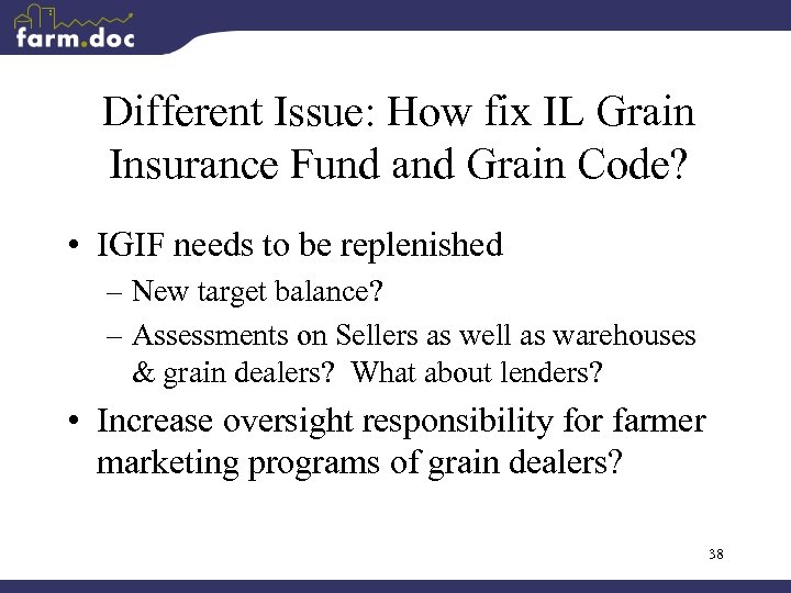 Different Issue: How fix IL Grain Insurance Fund and Grain Code? • IGIF needs