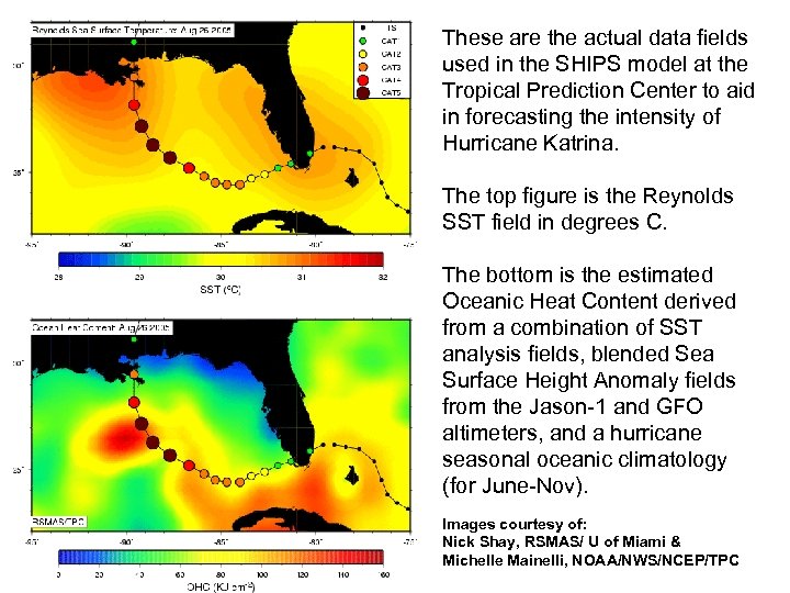 These are the actual data fields used in the SHIPS model at the Tropical
