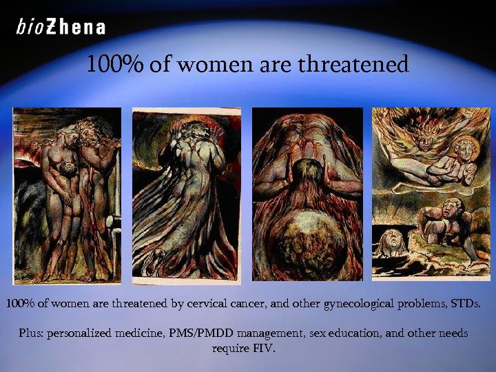 100% of women are threatened by cervical cancer, and other gynecological problems, STDs. Plus: