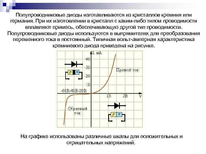 Полупроводниковые диоды изготавливаются из кристаллов кремния или германия. При их изготовлении в кристалл c