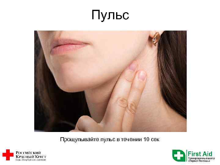 Пульс Прощупывайте пульс в течении 10 сек 