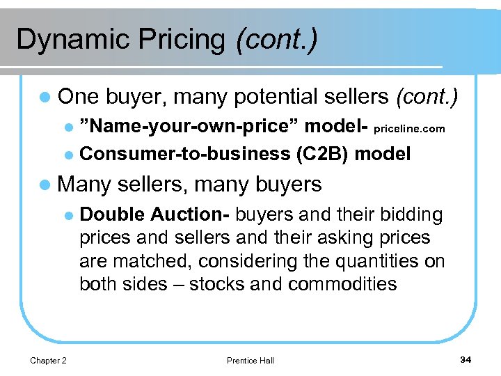Dynamic Pricing (cont. ) l One buyer, many potential sellers (cont. ) ”Name-your-own-price” model-