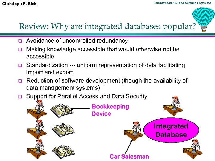 Introduction File and Database Systems Christoph F. Eick Review: Why are integrated databases popular?