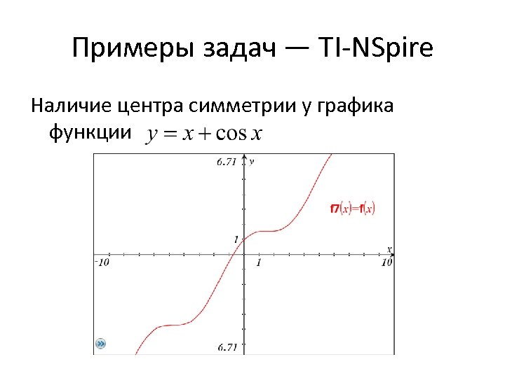 Примеры задач — TI-NSpire Наличие центра симметрии у графика функции 