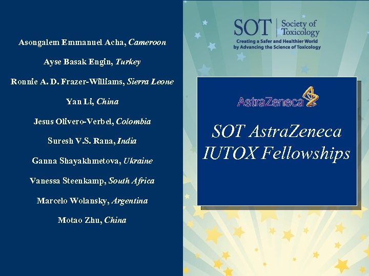 Asongalem Emmanuel Acha, Cameroon Ayse Basak Engin, Turkey Ronnie A. D. Frazer-Williams, Sierra Leone