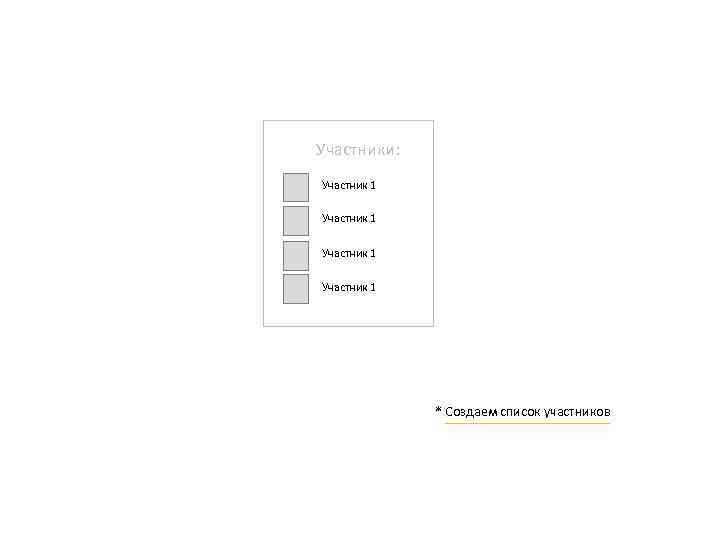 Участники: Участник 1 * Создаем список участников 
