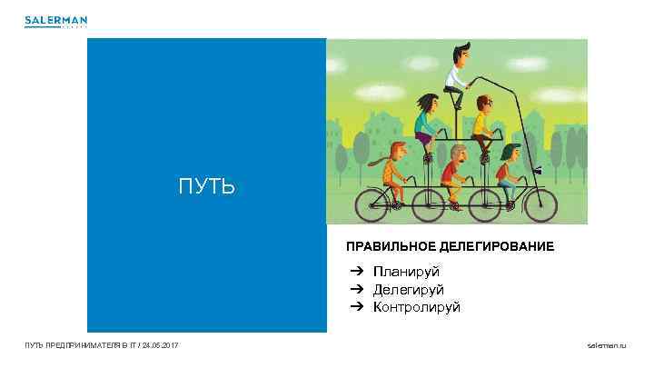 ПУТЬ ПРАВИЛЬНОЕ ДЕЛЕГИРОВАНИЕ ➔ Планируй ➔ Делегируй ➔ Контролируй ПУТЬ ПРЕДПРИНИМАТЕЛЯ В IT /