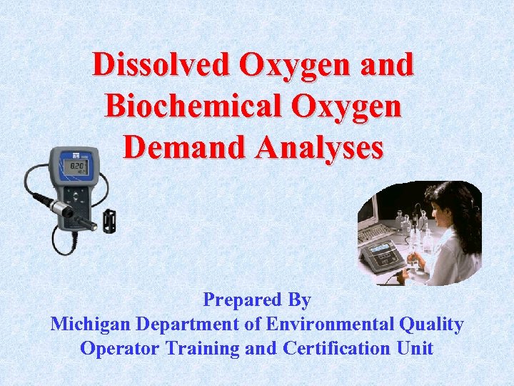 Dissolved Oxygen and Biochemical Oxygen Demand Analyses Prepared By Michigan Department of Environmental Quality