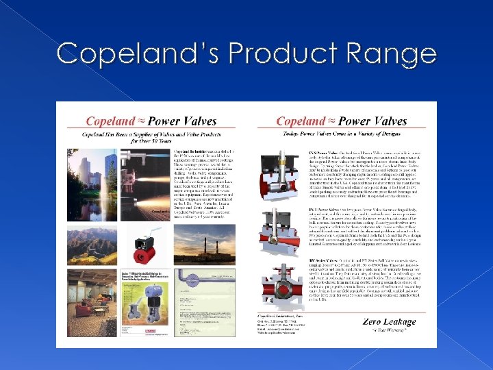 Copeland’s Product Range 