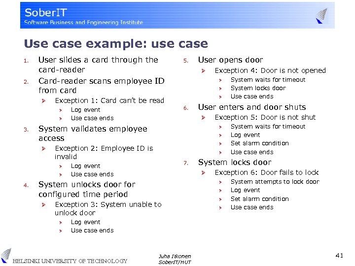 Use case example: use case 1. 2. User slides a card through the card-reader