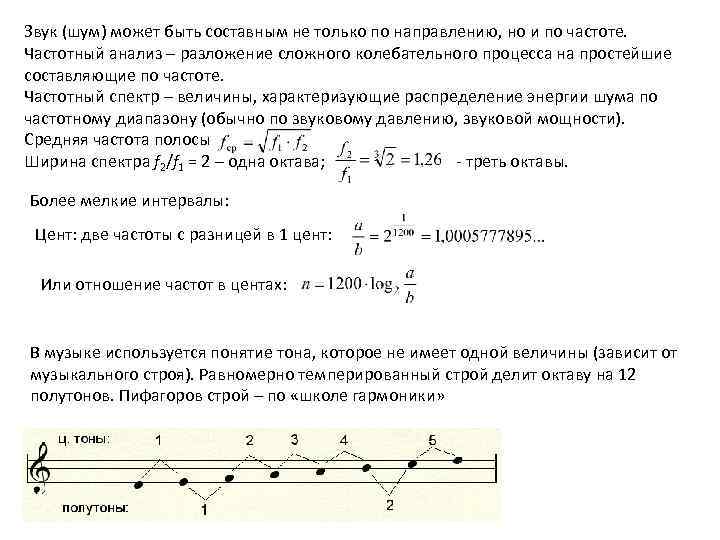Звук (шум) может быть составным не только по направлению, но и по частоте. Частотный