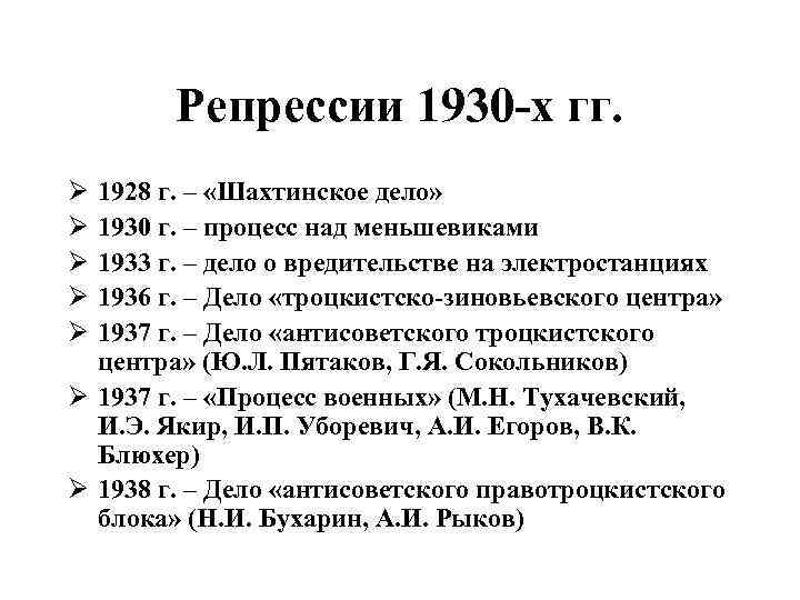 Репрессии 1930