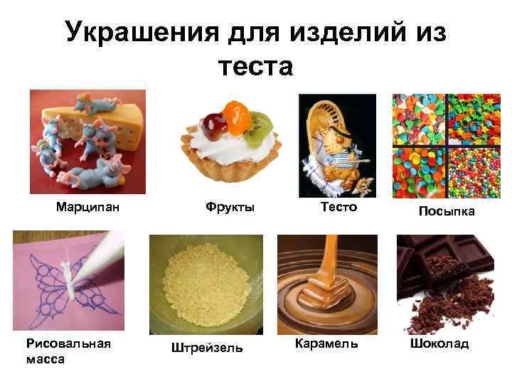 Украшения для изделий из теста Марципан Рисовальная масса Фрукты Штрейзель Тесто Карамель Посыпка Шоколад