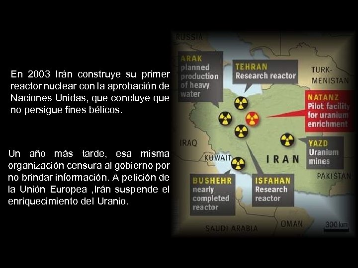 En 2003 Irán construye su primer reactor nuclear con la aprobación de Naciones Unidas,