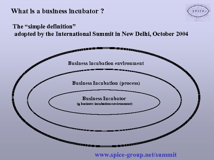 What is a business incubator ? The “simple definition” adopted by the International Summit