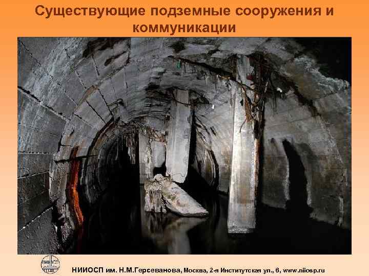 Существующие подземные сооружения и коммуникации НИИОСП им. Н. М. Герсеванова, Москва, 2 -я Институтская