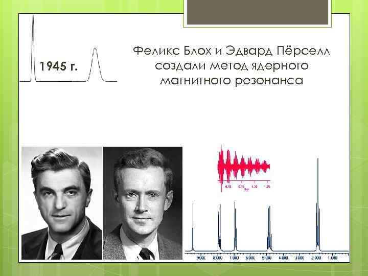 1945 г. Феликс Блох и Эдвард Пёрселл создали метод ядерного магнитного резонанса 