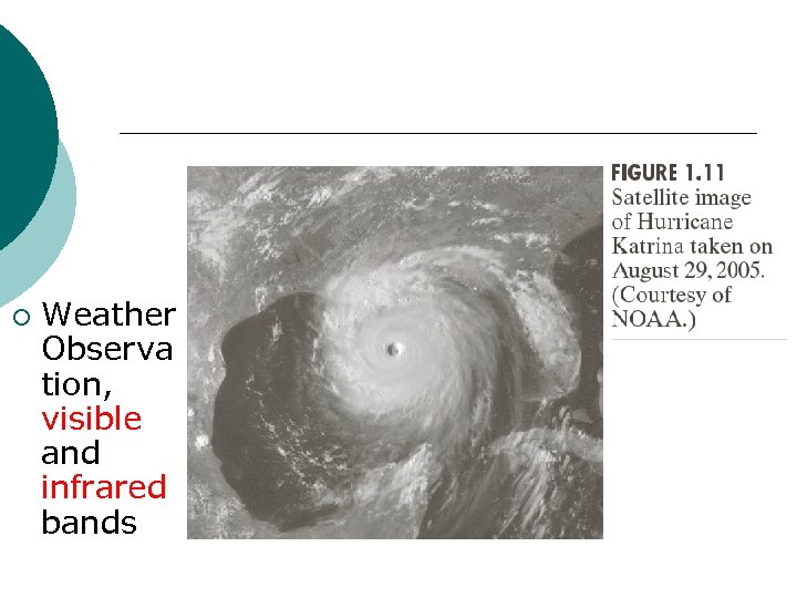 ¡ Weather Observa tion, visible and infrared bands 