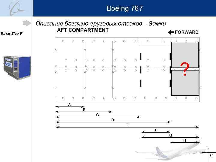 Boeing 767 Описание багажно-грузовых отсеков – Замки Base Size P ? A B C
