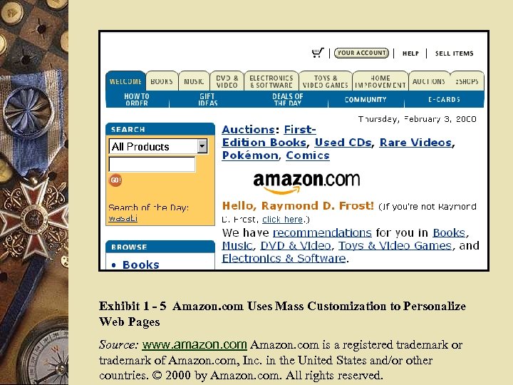 Exhibit 1 - 5 Amazon. com Uses Mass Customization to Personalize Web Pages Source: