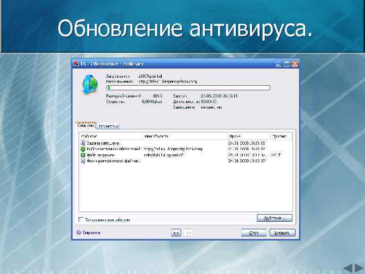 Обновление антивируса. 